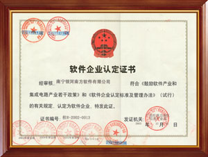 软件企业认定证书